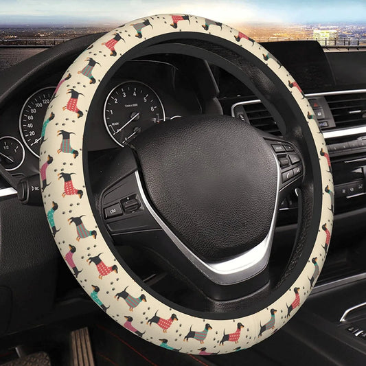 Dachshund Cute Steering Wheel Cover Universal 15 Inch Car Accessories AliExpress