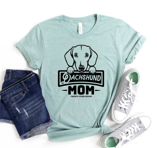Dachshund Mom T-shirt White Caeneus