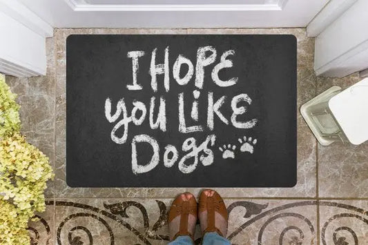 Dog Lover  Welcome Mat Magenta Shadow