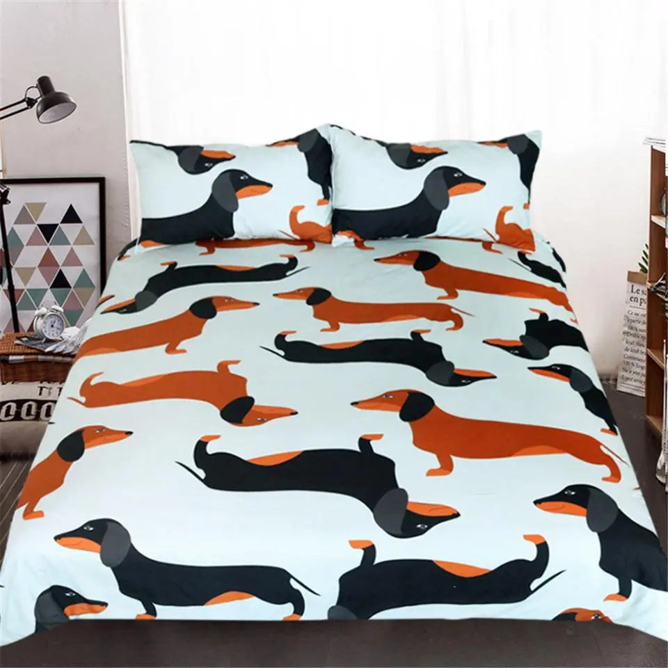 Kids Bedding Set Cute Dachshund Yellow Jasper