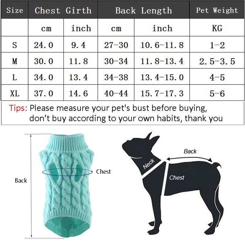 Dog Sweaters For Small Dogs Winter Warm Dog Clothes Turtleneck Knitted AliExpress